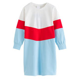 6 8 10 12 14 16 yrs big kids &amp teenager girls color block long sleeve cotton casual shift dress children fashion spring dress
