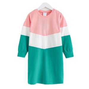 6 8 10 12 14 16 yrs big kids &amp teenager girls color block long sleeve cotton casual shift dress children fashion spring dress