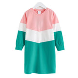 6 8 10 12 14 16 yrs big kids &amp teenager girls color block long sleeve cotton casual shift dress children fashion spring dress